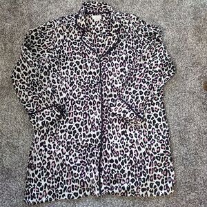 Kate Spade Dream a Little Dream Women XL Cheetah Print Nightshirt Gown Button